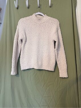 Cozy Cream Bouclé Mock-Neck Sweater